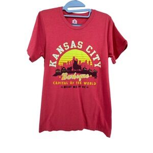 Raygun Kansas City Barbeque‎ T Shirt Mens S Red Graphic KC BBQ Capital World